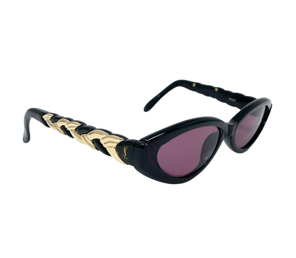 YSL Black Braided Logo Sunglasses - Sunglasses