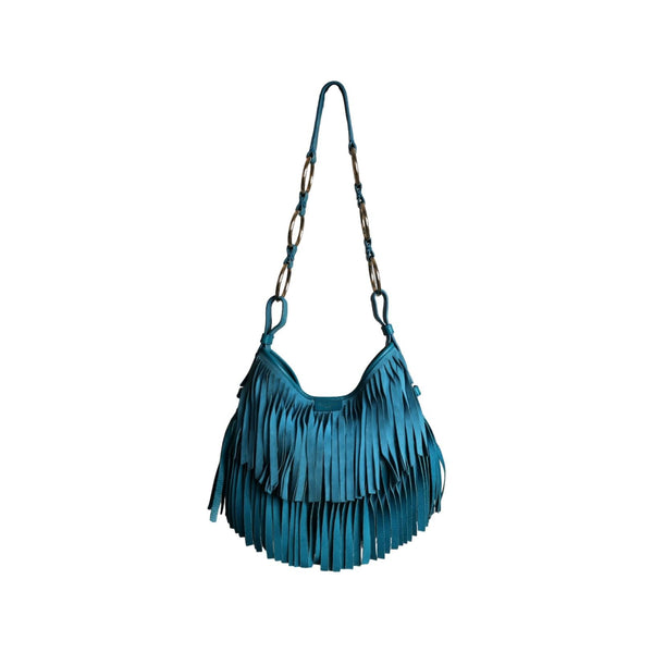 YSL Blue Fringe Shoulder Bag - Handbags