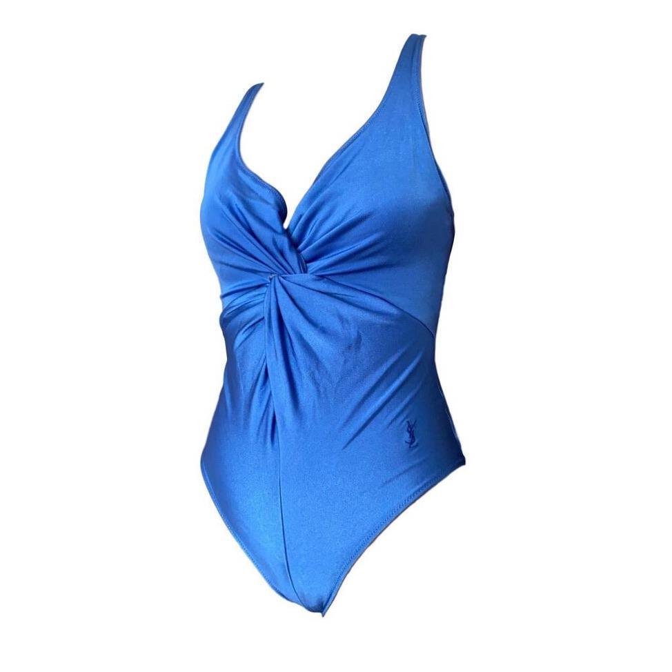 YSL Blue Logo One Piece - Swimwear