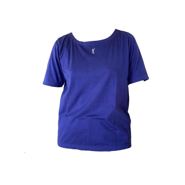 YSL Blue Rhinestone Logo T-Shirt