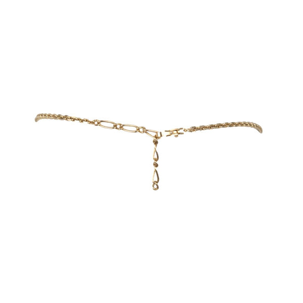 YSL Gold Rhinestone Heart Logo Necklace - Jewelry