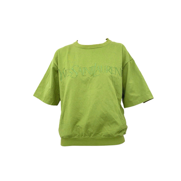 YSL Lime Green Logo Short Sleeve Sweatshirt - Apparel