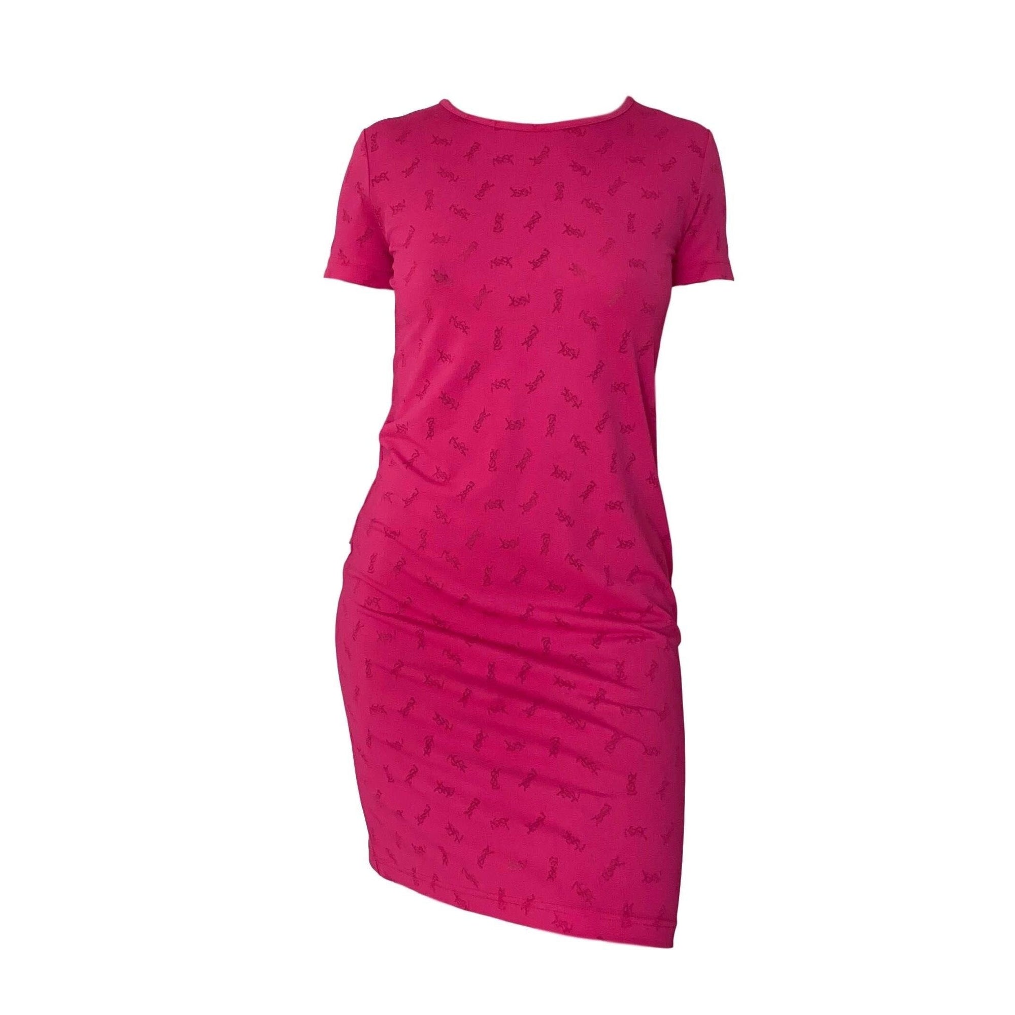 ysl pink dress strapless open back dress YSL Yves Saint Laurent Rive Gauche Vintage Pink Dress with 2 Belts