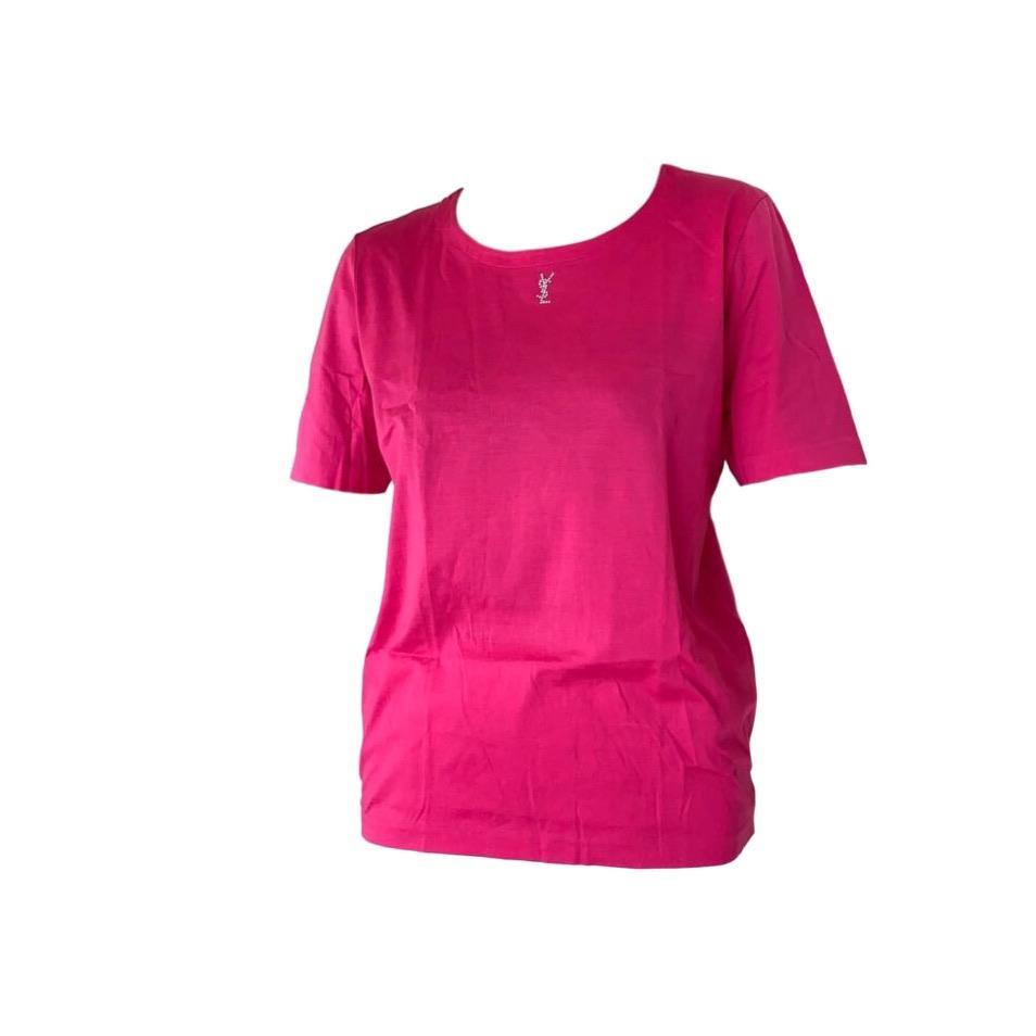 YSL Pink Rhinestone Logo T-Shirt - Apparel