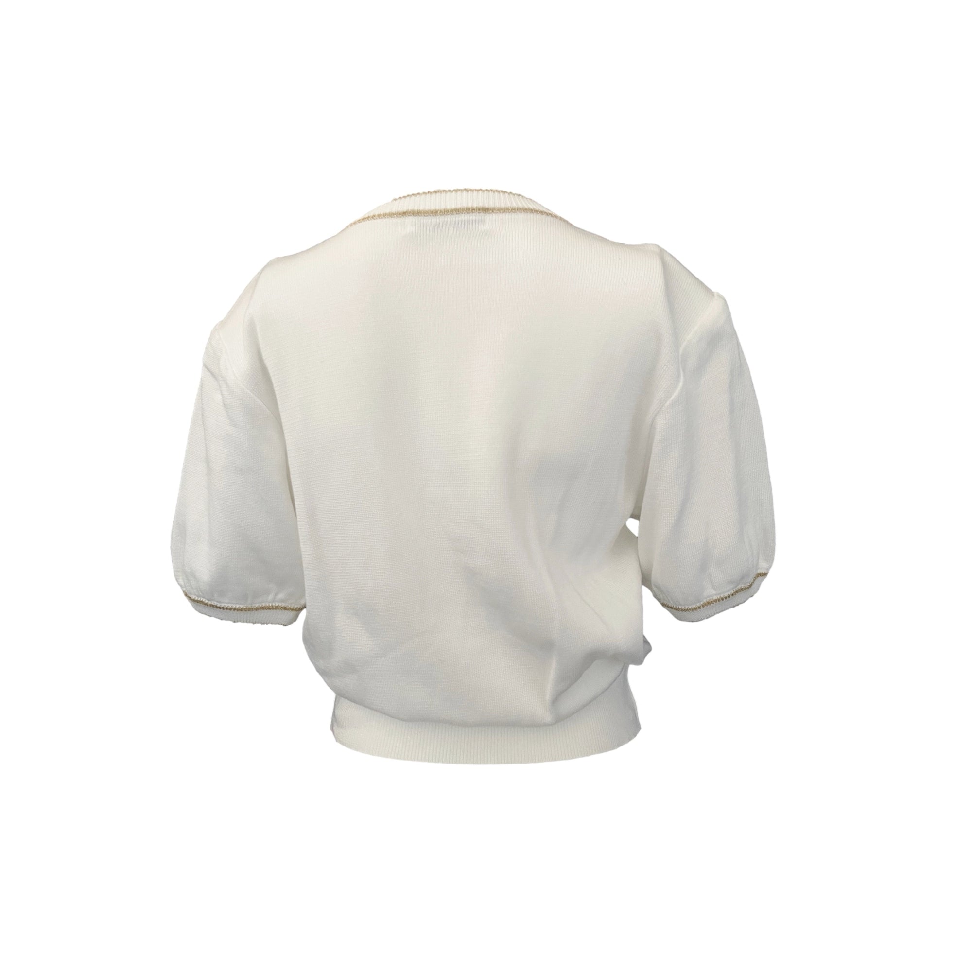 YSL White Knit Button Down Short Sleeve - Apparel