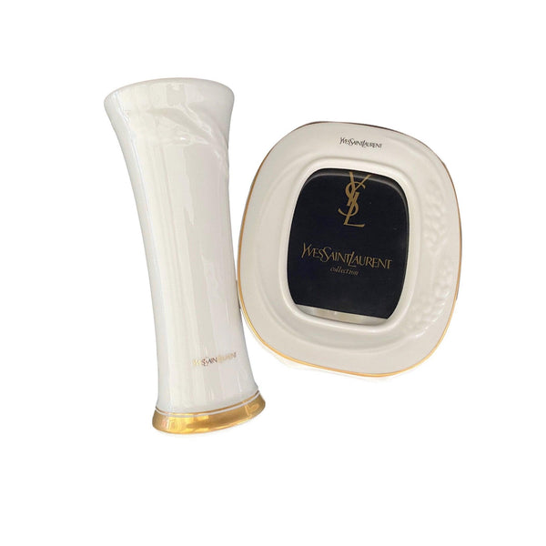 Treasures of NYC - YSL White Porcelain Frame/Vase Set
