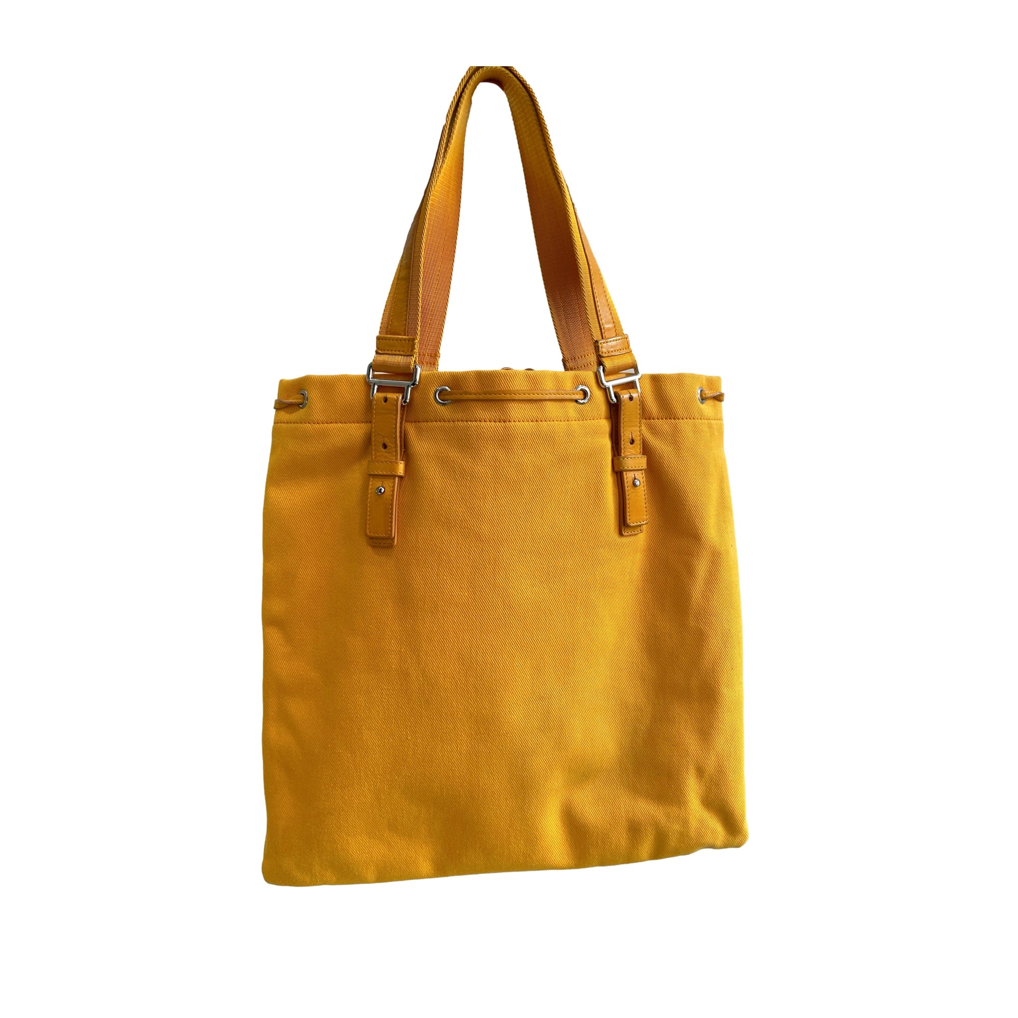 YSL Yellow Canvas Logo Shoulder Tote - Handbags